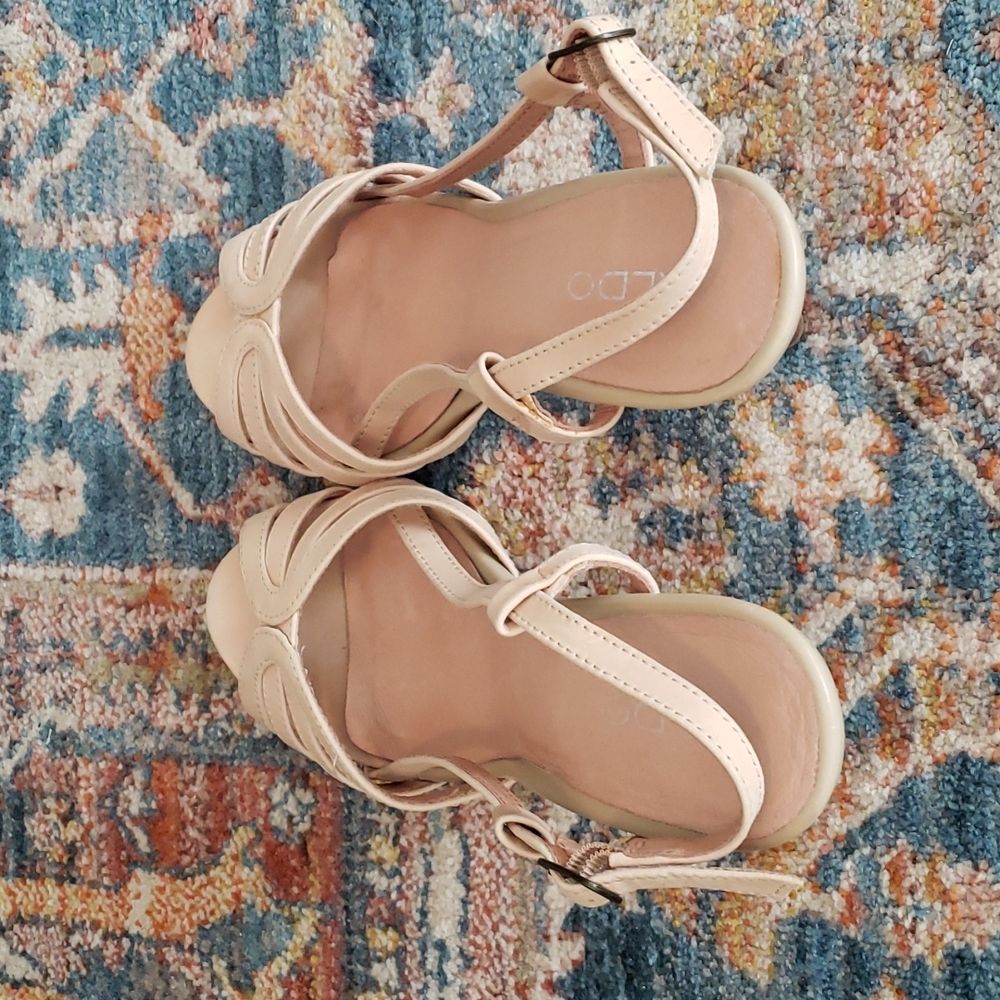 Aldo light cream beige scrappy heel sz 38 EUC - Picture 7 of 8